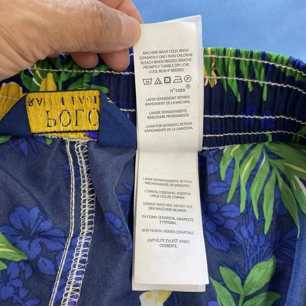 Polo Ralph Lauren Hawaiian Tropical Floral Swim Trunks Shorts Medium Unlined